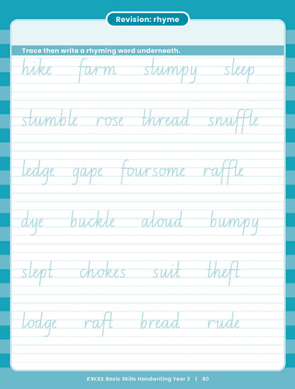 Excel Basic Skills - Handwriting Year 3