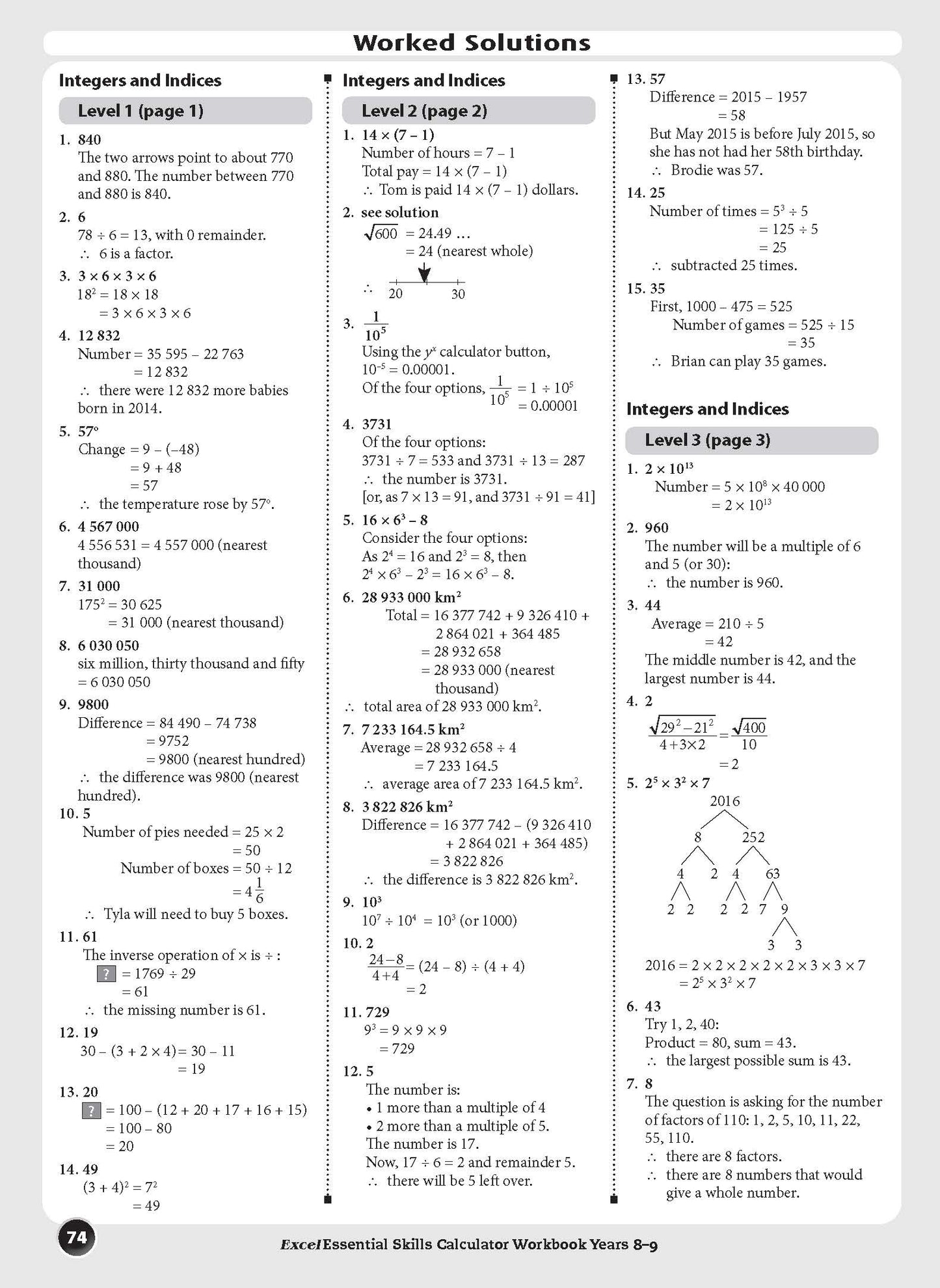 Excel Essential Skills - Calculator Workbook Years 8-9