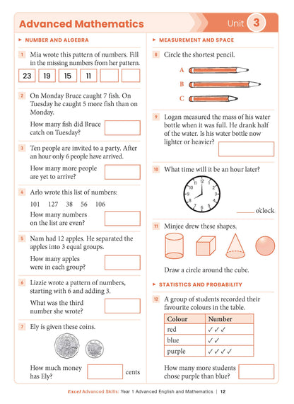 Excel Advanced Skills - Advanced English and Mathematics Year 1