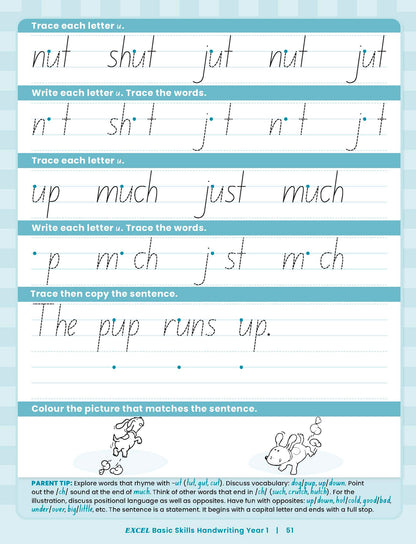 Excel Basic Skills - Handwriting Year 1