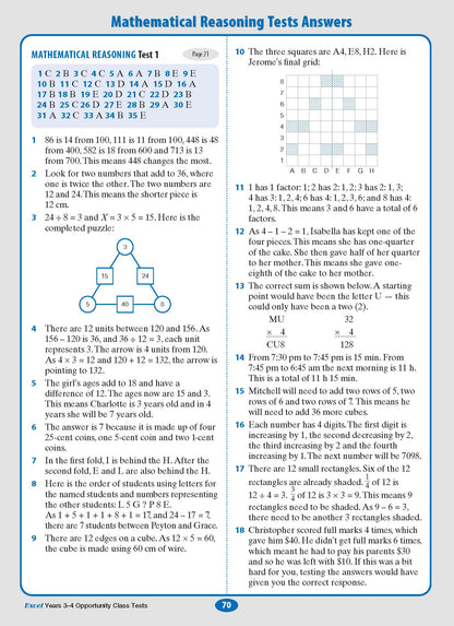 Excel Opportunity Class Tests Years 3-4
