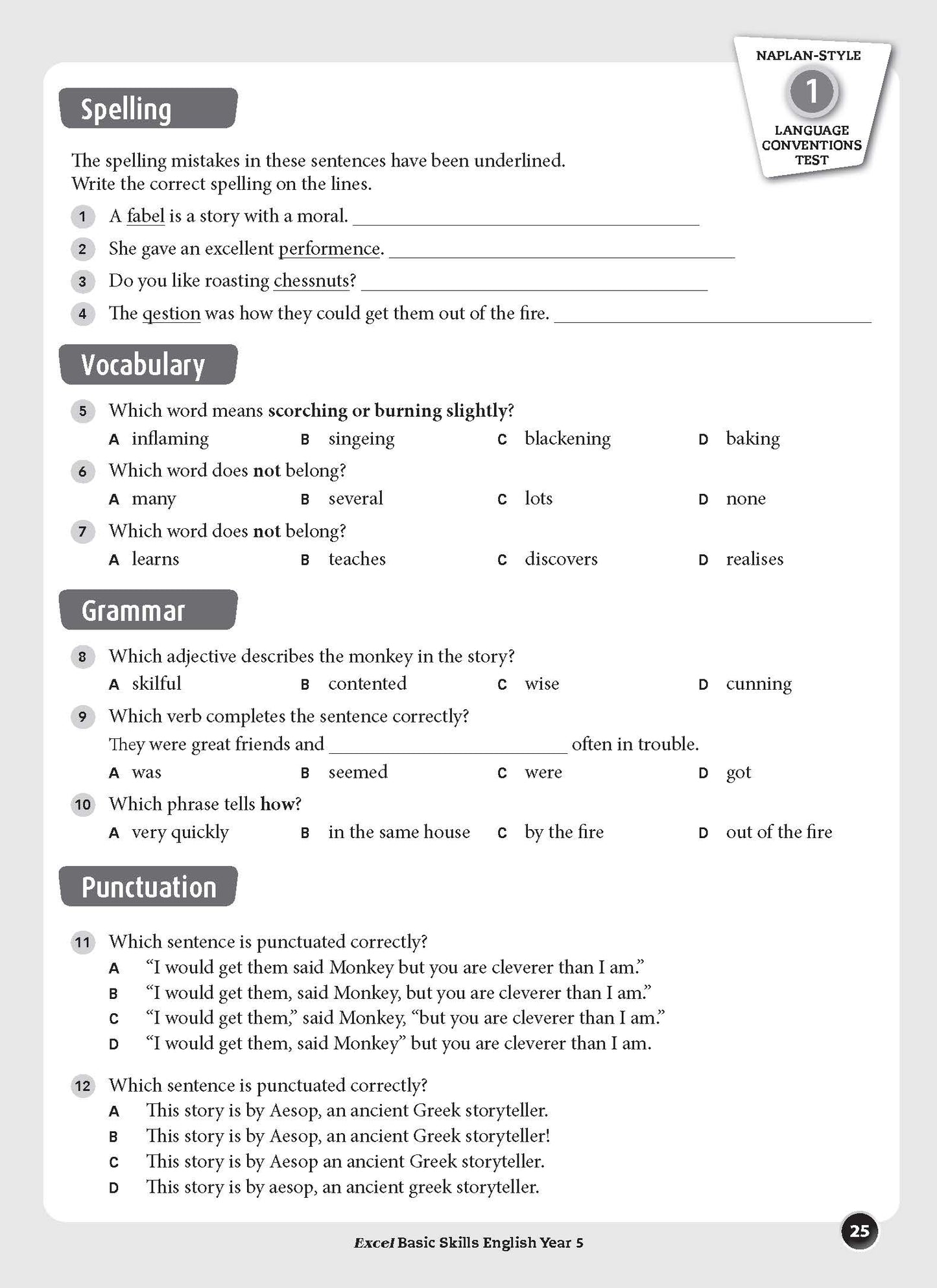 Excel Basic Skills - English Year 5