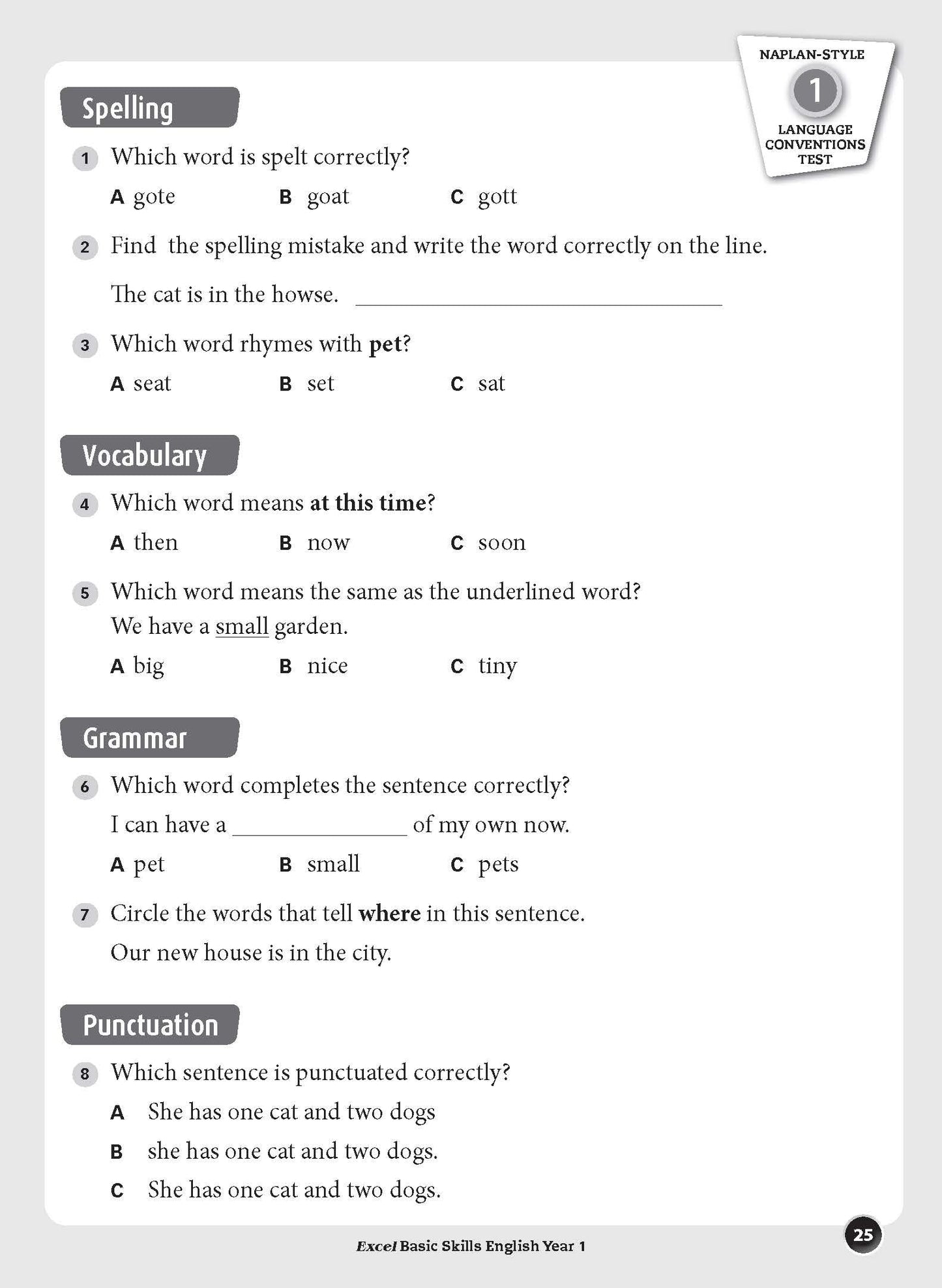 Excel Basic Skills - English Year 1