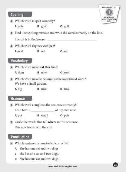 Excel Basic Skills - English Year 1