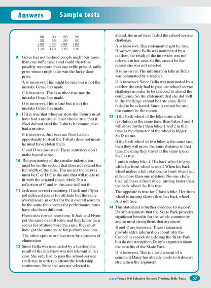 Excel Selective Schools and Scholarship Thinking Skills Tests Years 5-6