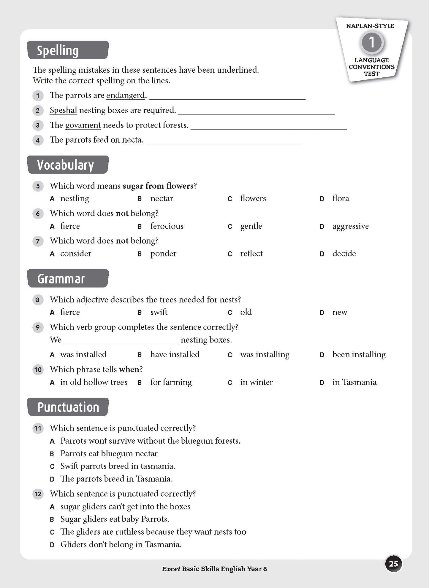Excel Basic Skills - English Year 6