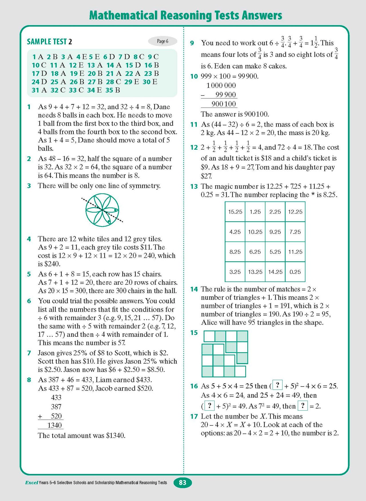 Excel Selective Schools and Scholarship Mathematical Reasoning Tests Years 5-6