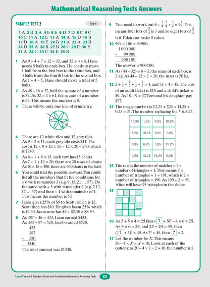 Excel Selective Schools and Scholarship Mathematical Reasoning Tests Years 5-6