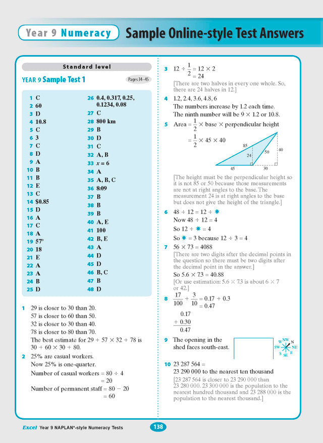 Excel Year 9 NAPLAN*-style Numeracy Tests