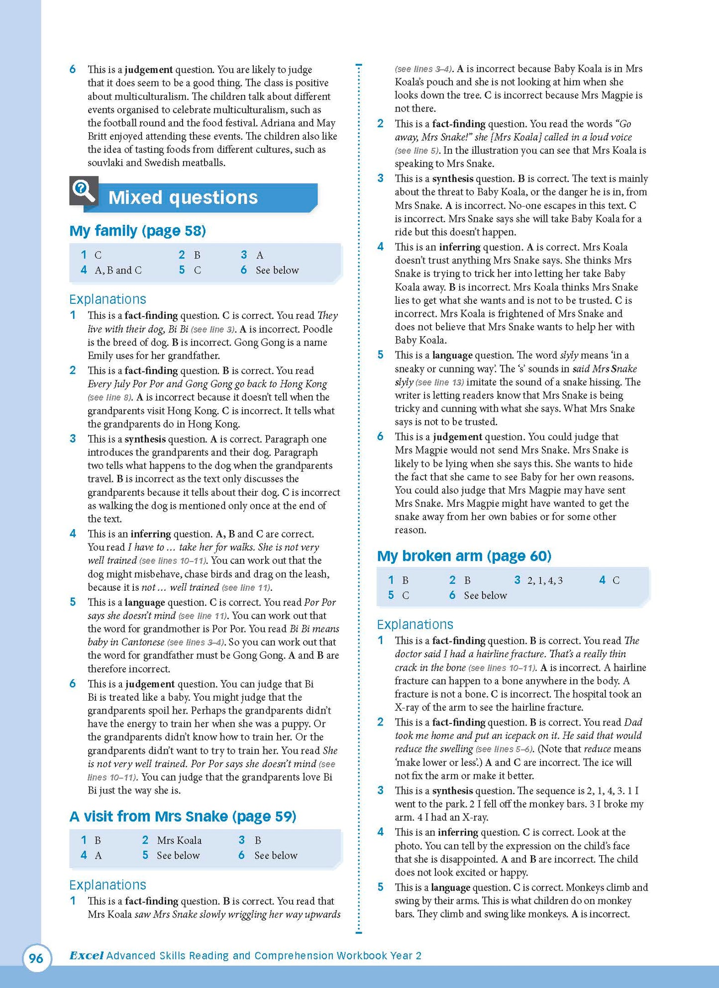 Excel Advanced Skills - Reading and Comprehension Workbook Year 2