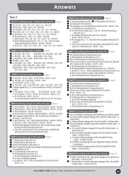 Excel Basic Skills - Money, Time, Fractions and Decimals Years 3-4