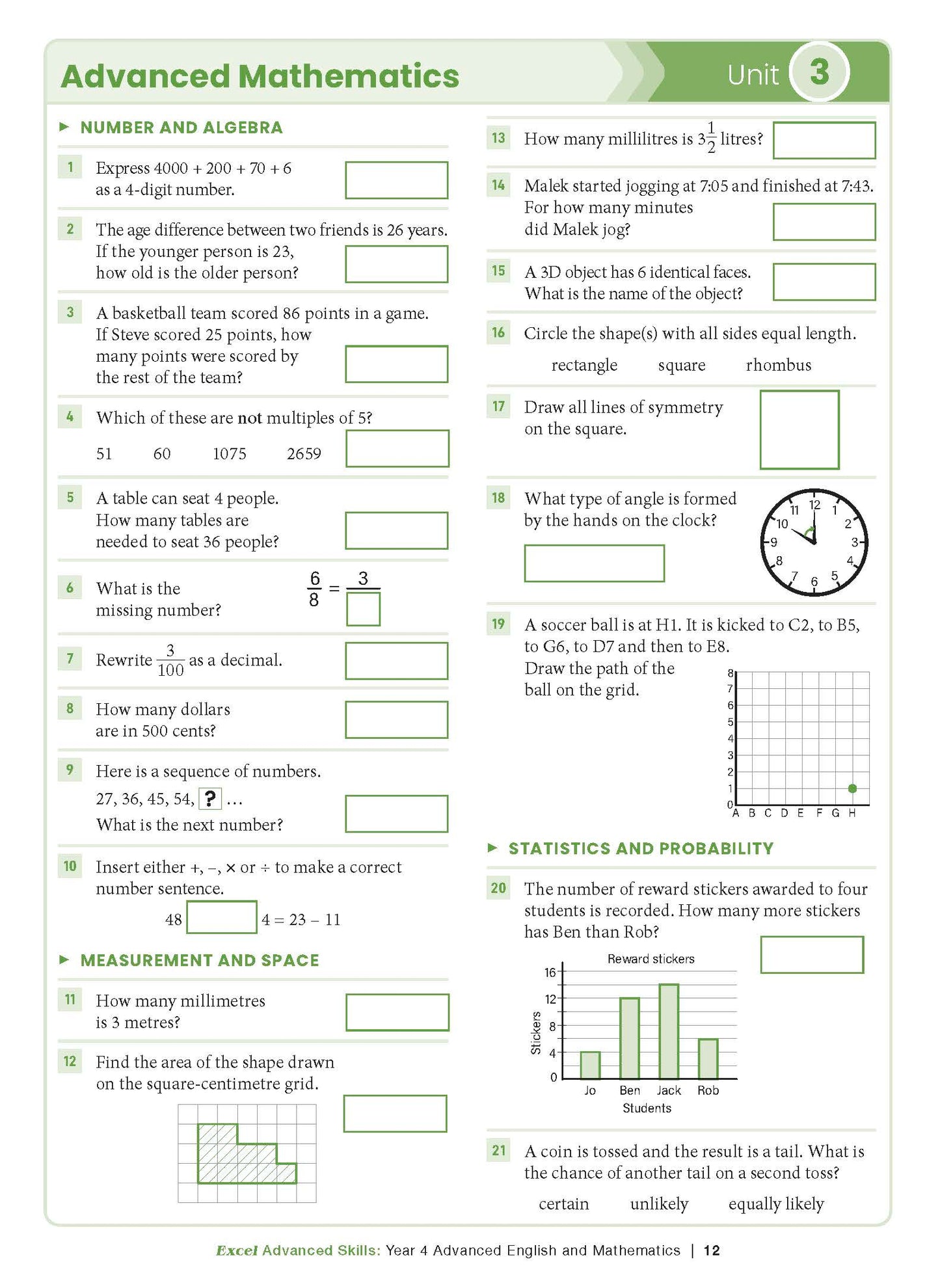 Excel Advanced Skills - Advanced English and Mathematics Year 4