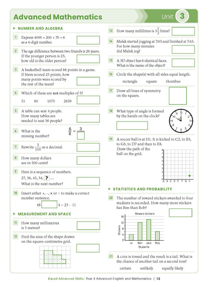 Excel Advanced Skills - Advanced English and Mathematics Year 4