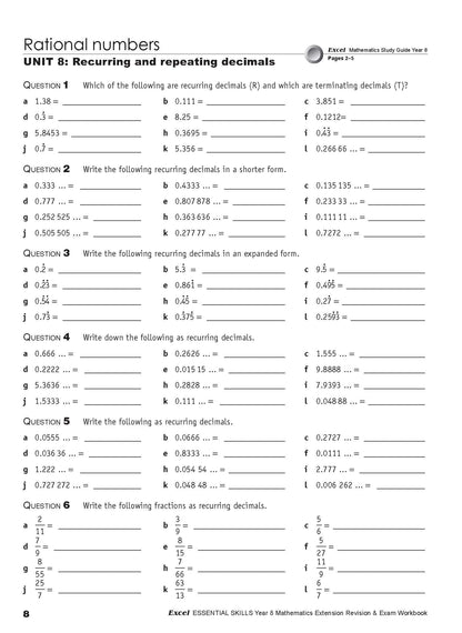 Excel Essential Skills - Mathematics Extension Revision and Exam Workbook Year 8