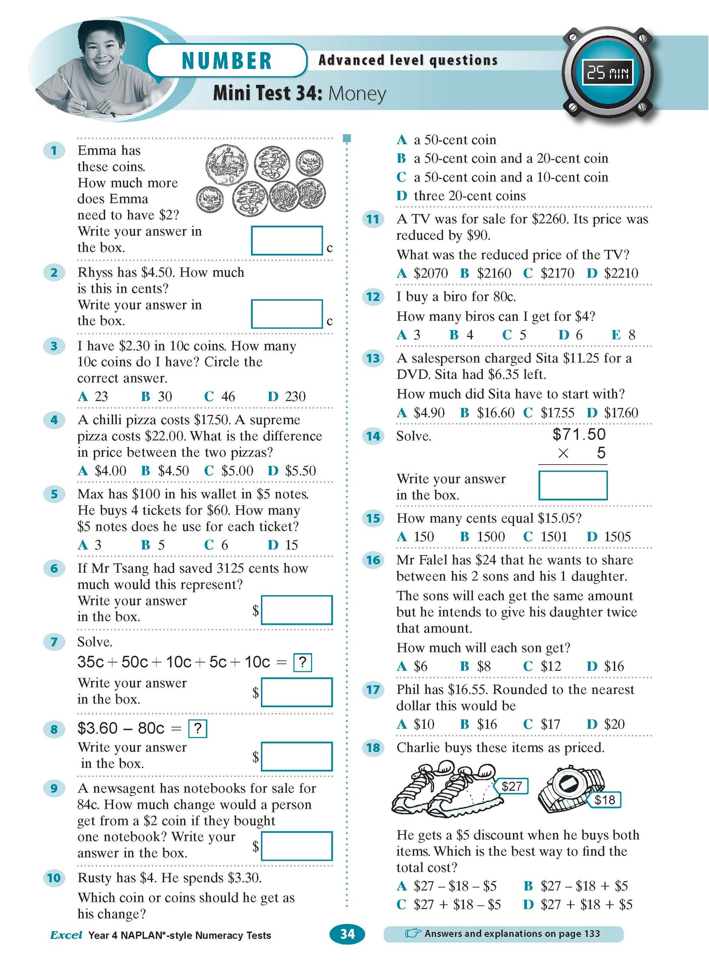 Excel Year 4 NAPLAN*-style Numeracy Tests