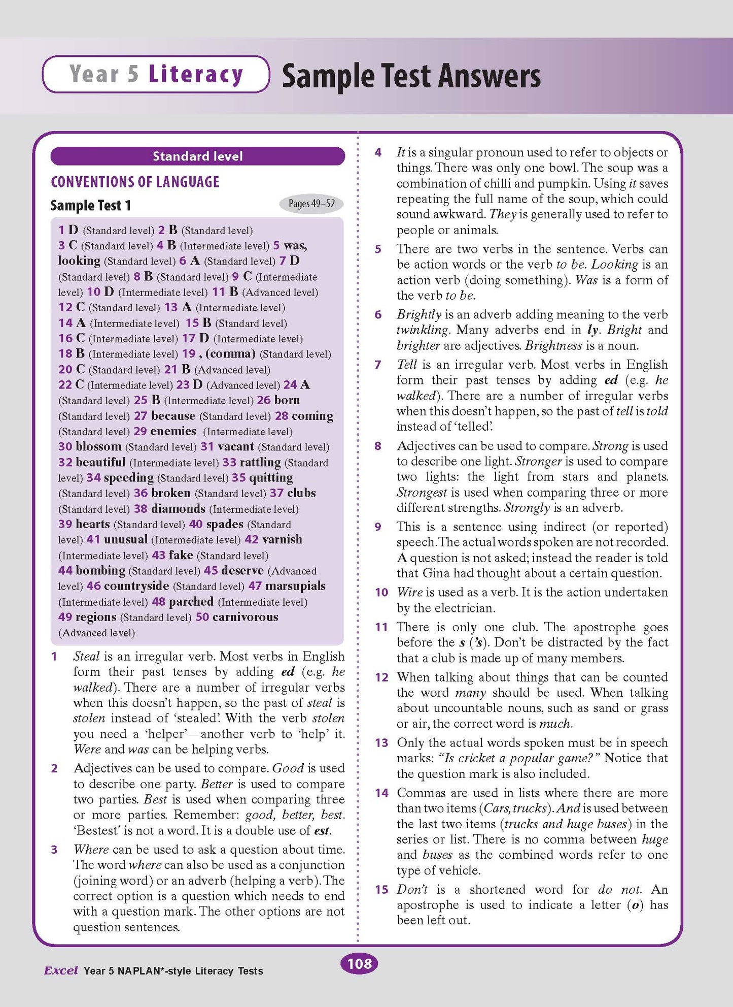 Excel Year 5 NAPLAN*-style Literacy Tests