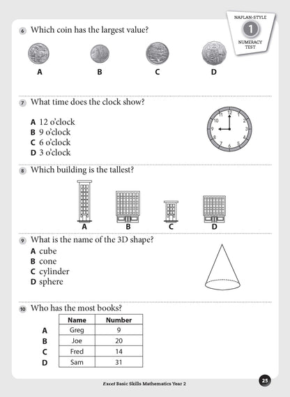 Excel Basic Skills - Mathematics Year 2