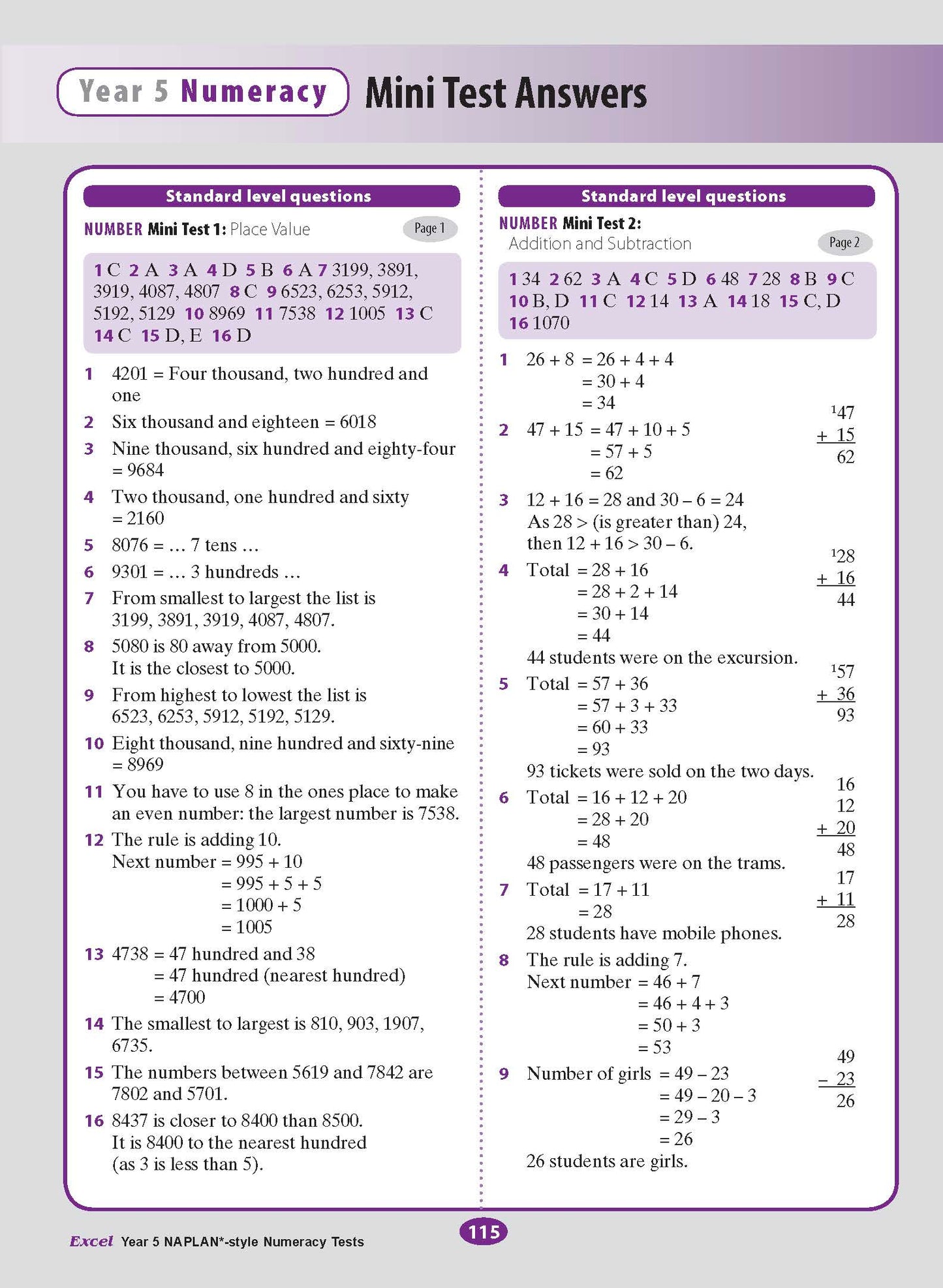 Excel Year 5 NAPLAN*-style Numeracy Tests