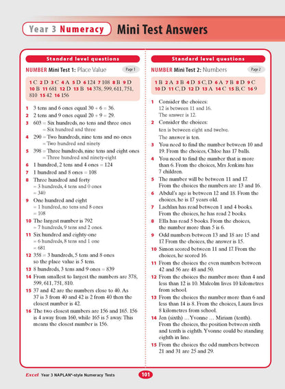Excel Year 3 NAPLAN*-style Numeracy Tests