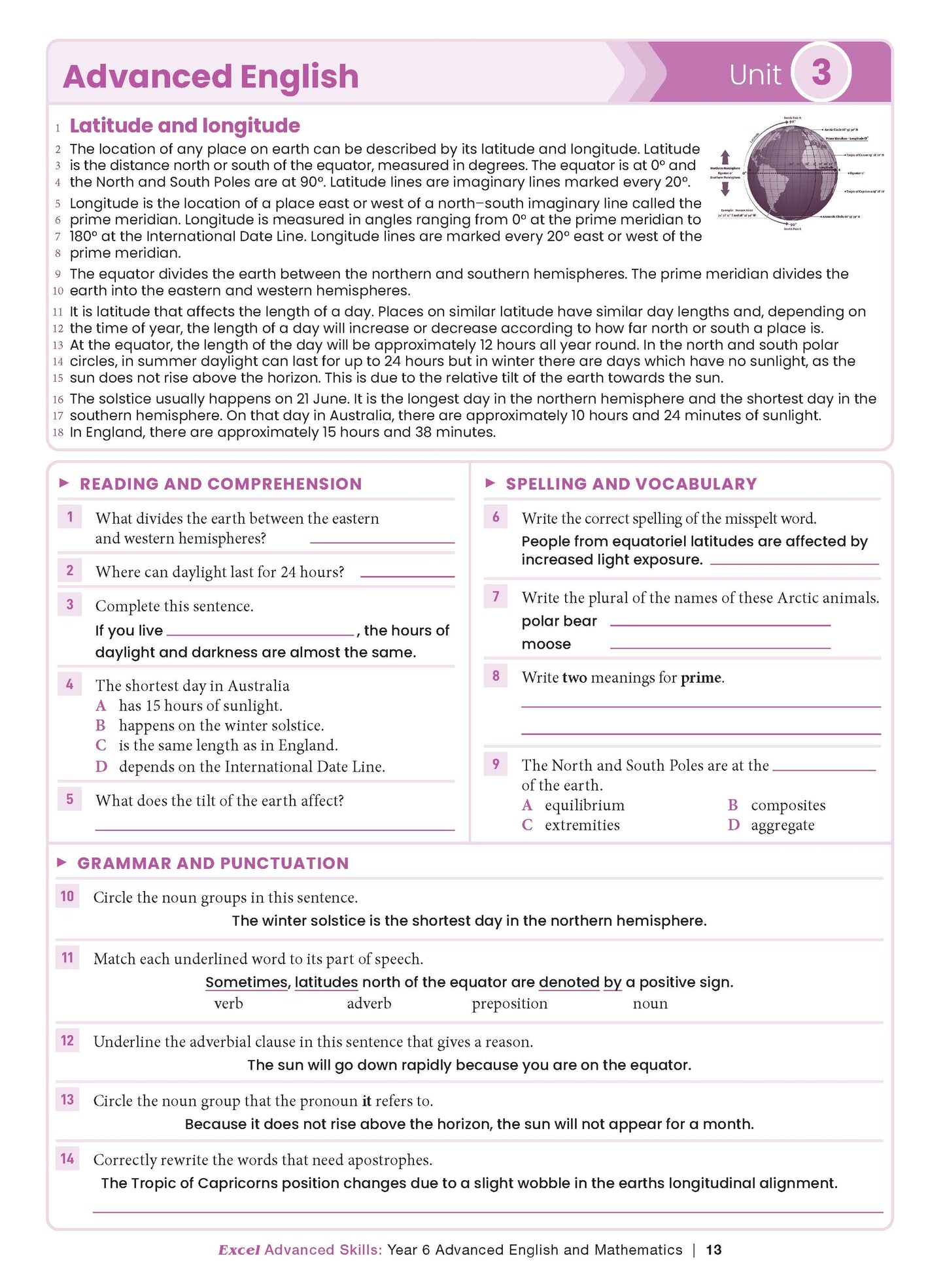 Excel Advanced Skills - Advanced English and Mathematics Year 6
