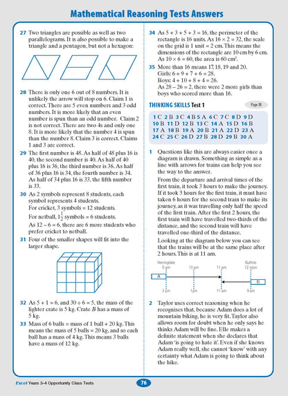 Excel Opportunity Class Tests Years 3-4
