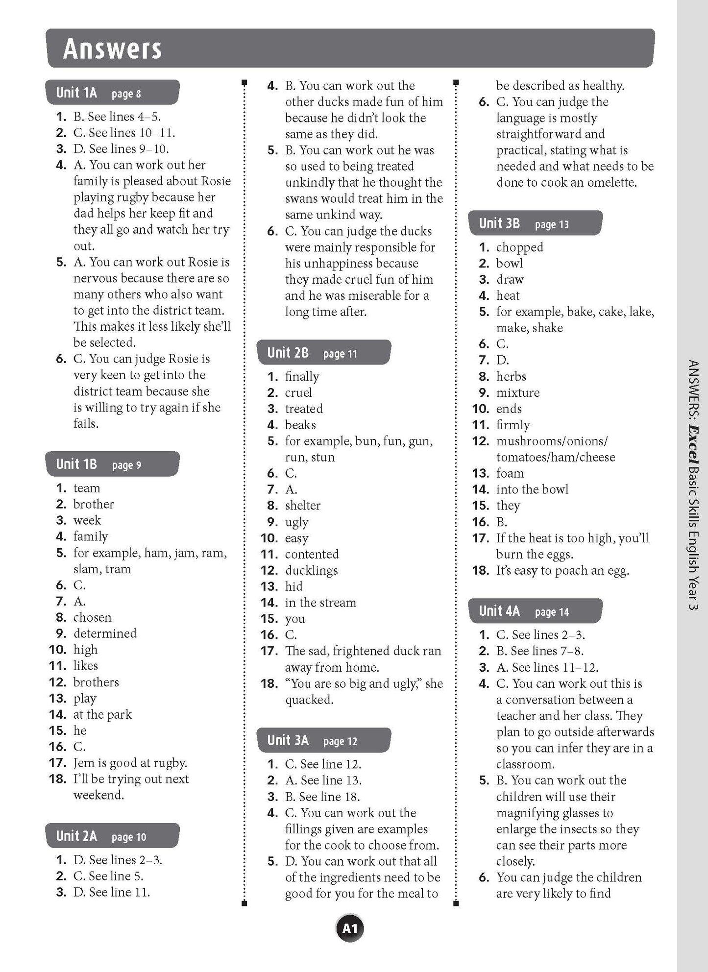 Excel Basic Skills - English Year 3