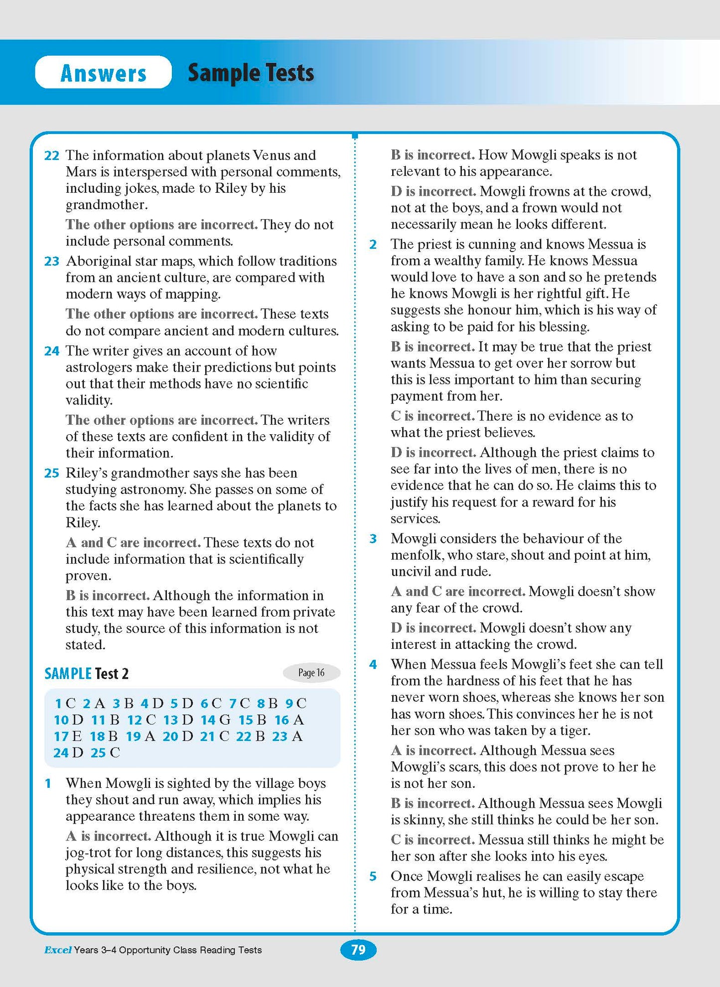 Excel Opportunity Class Reading Tests Years 3-4