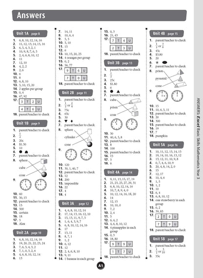 Excel Basic Skills - Mathematics Year 3
