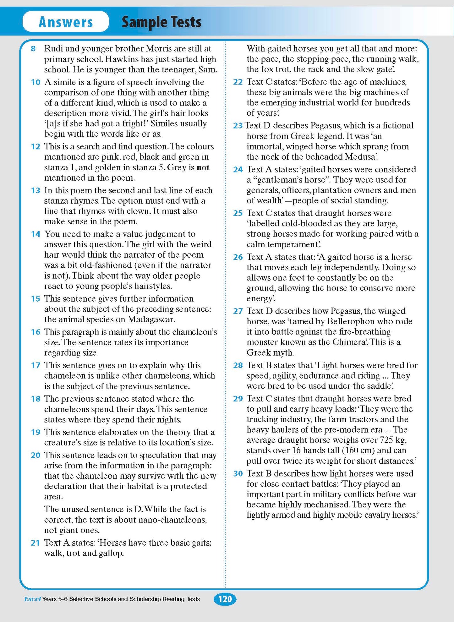 Excel Selective Schools and Scholarship Reading Tests Years 5-6