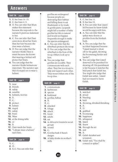 Excel Basic Skills - English Year 4