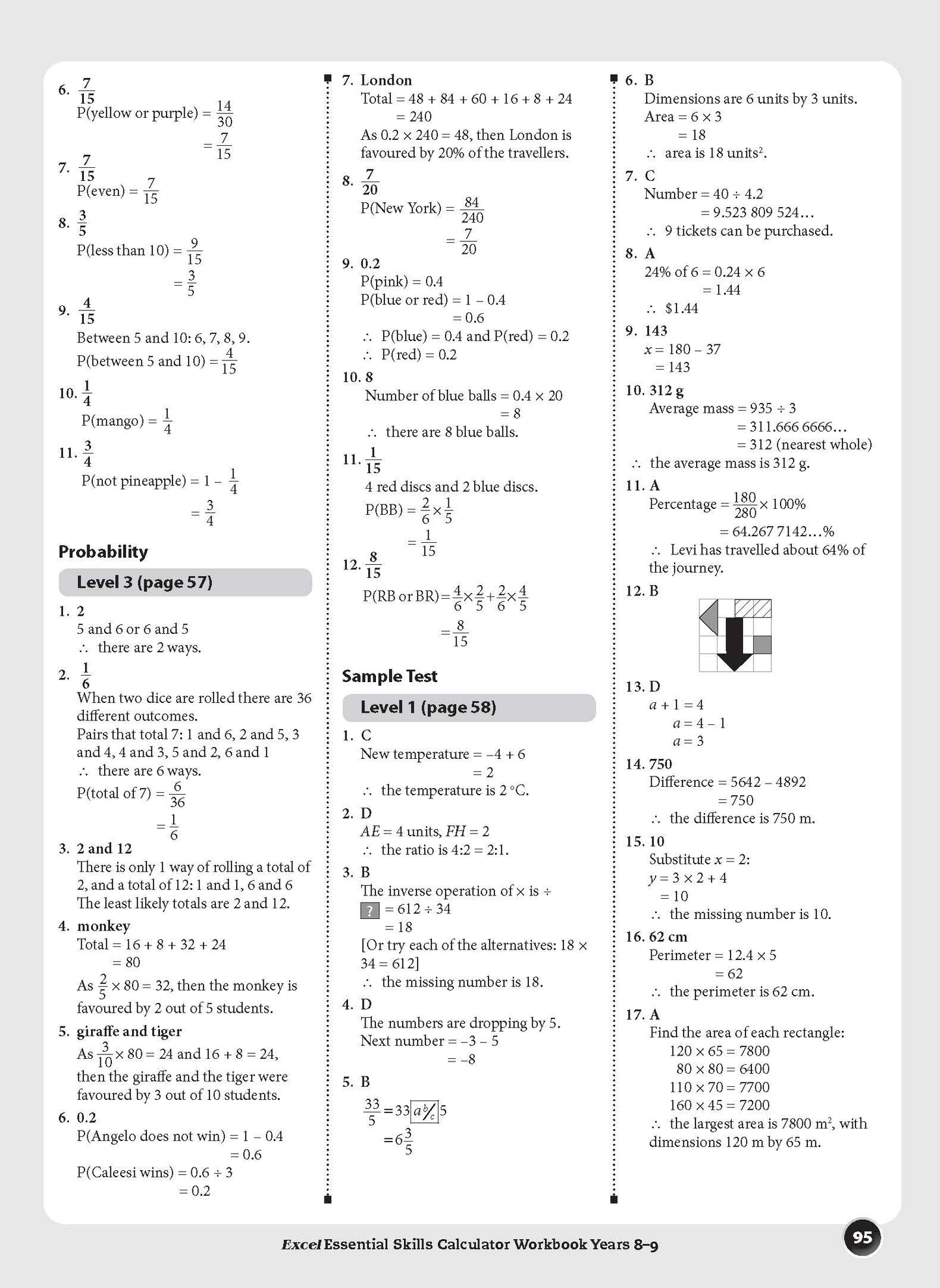 Excel Essential Skills - Calculator Workbook Years 8-9