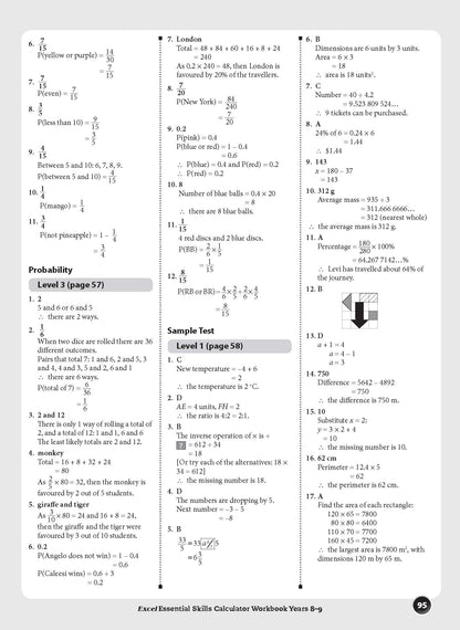 Excel Essential Skills - Calculator Workbook Years 8-9