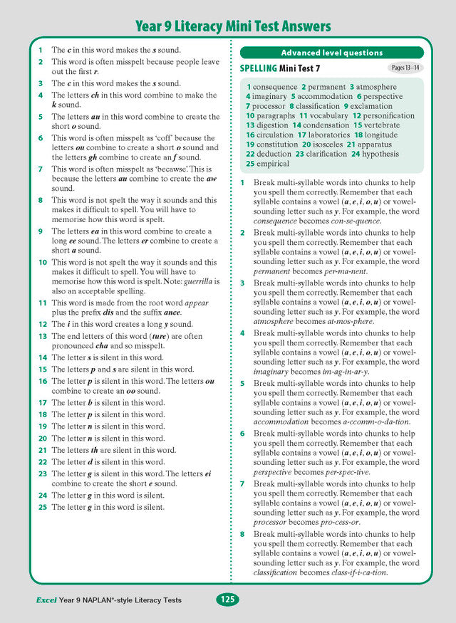 Excel Year 9 NAPLAN*-style Literacy Tests