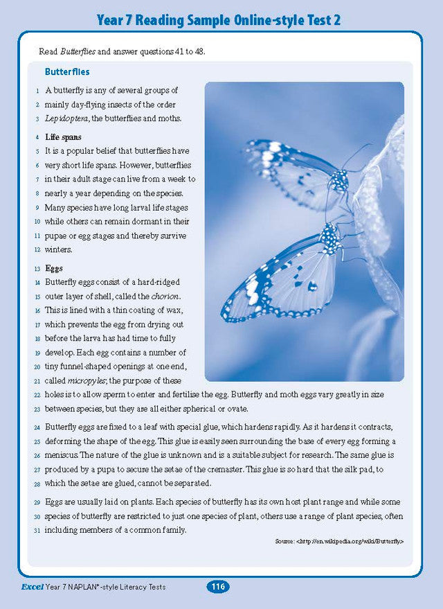 Excel Year 7 NAPLAN*-style Literacy Tests