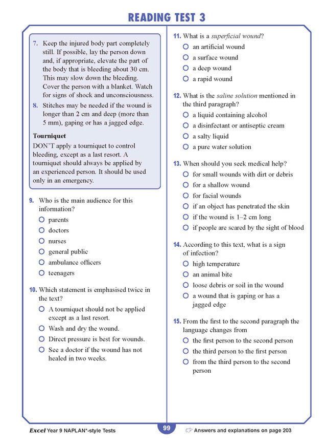 Excel Year 9 NAPLAN*-style Tests