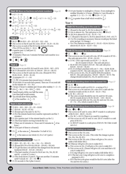 Excel Basic Skills - Money, Time, Fractions and Decimals Years 3-4