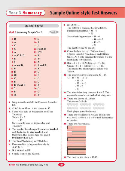Excel Year 3 NAPLAN*-style Numeracy Tests