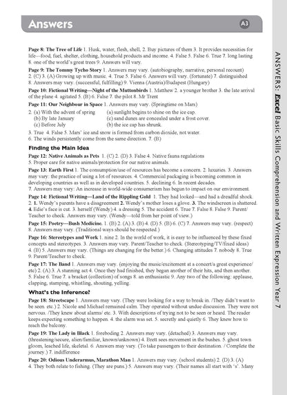 Excel Basic Skills - Comprehension and Written Expression Year 7