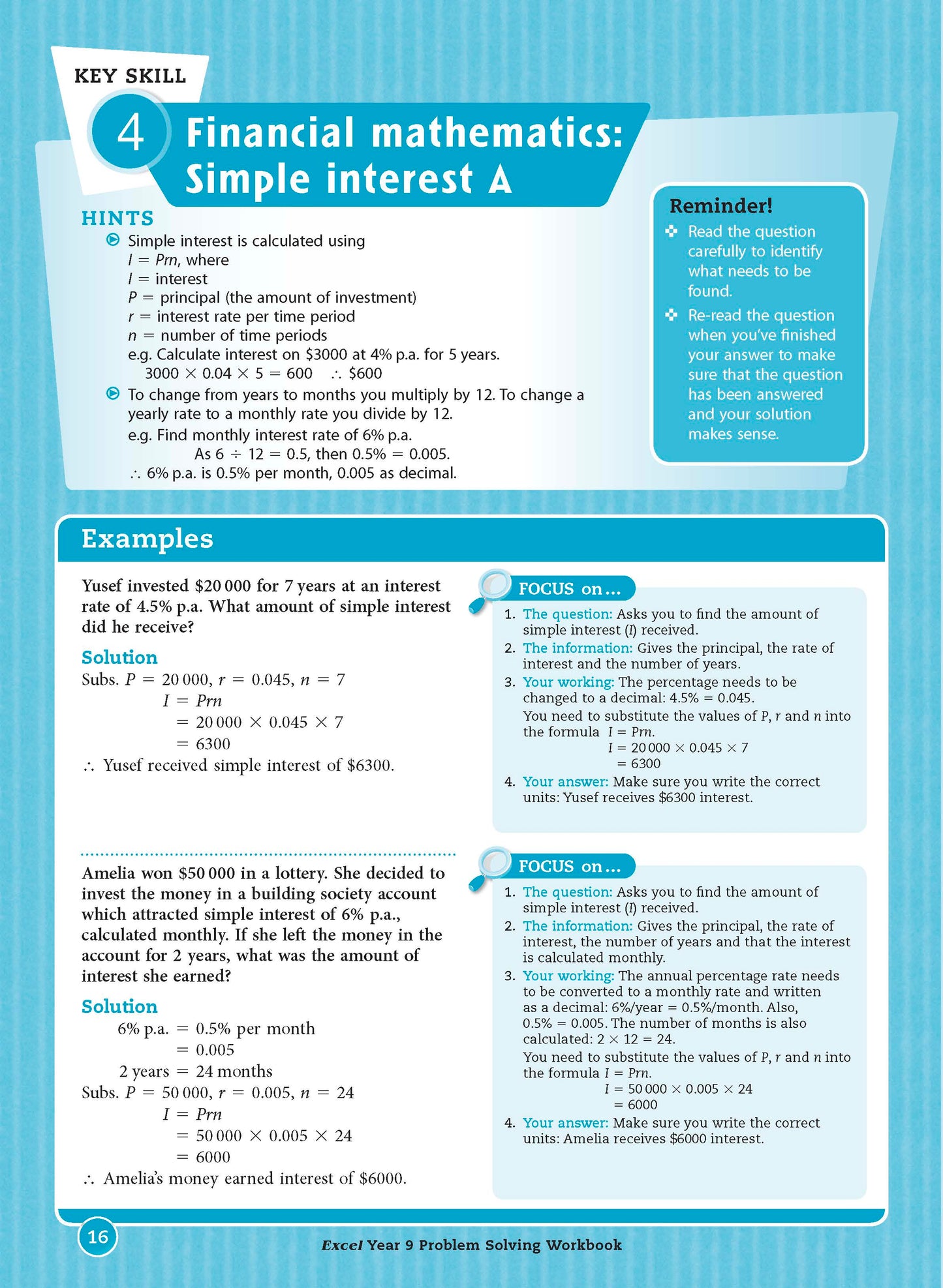 Excel Essential Skills - Problem Solving Workbook Year 9