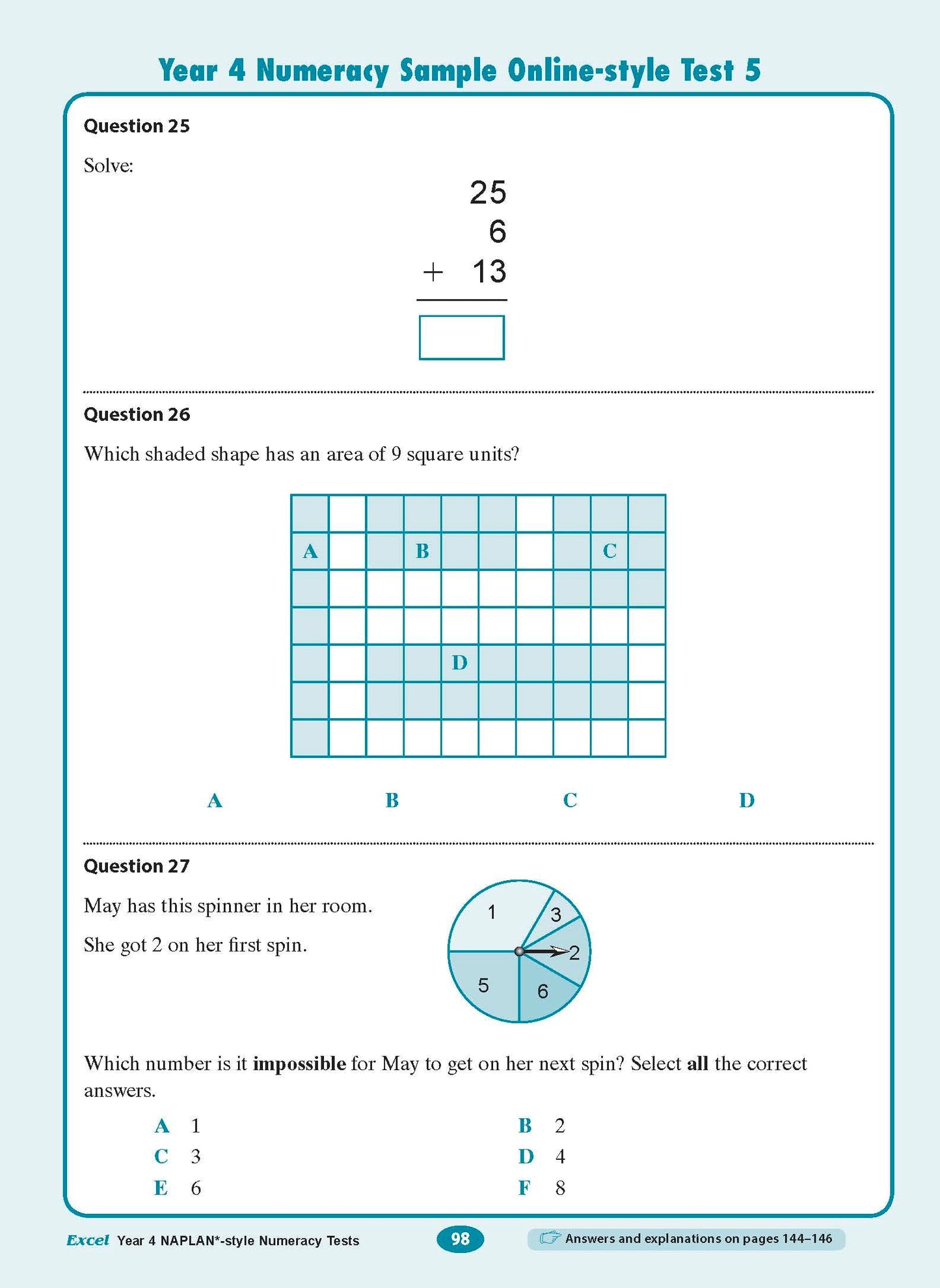 Excel Year 4 NAPLAN*-style Numeracy Tests