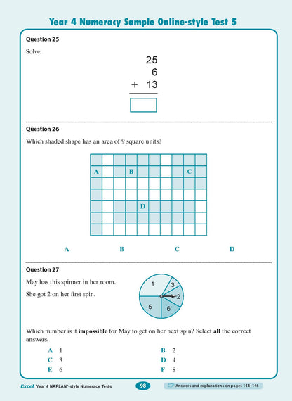 Excel Year 4 NAPLAN*-style Numeracy Tests