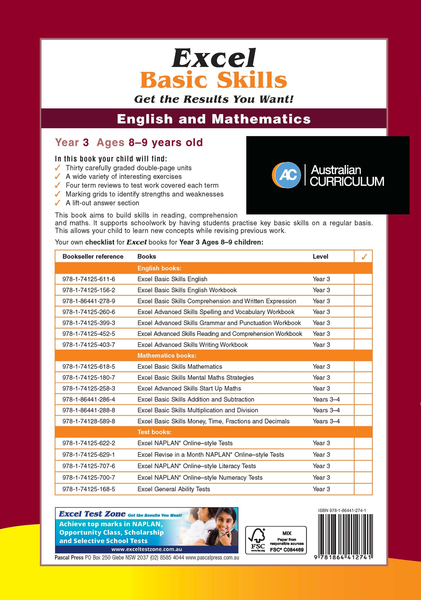 Excel Basic Skills - English and Mathematics Year 3