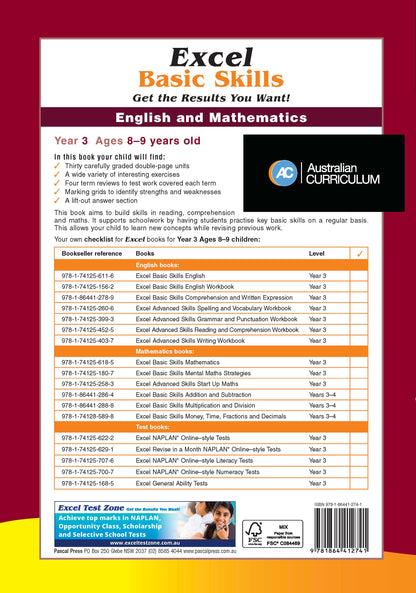 Excel Basic Skills - English and Mathematics Year 3