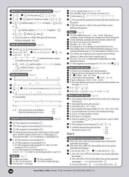 Excel Basic Skills - Money, Time, Fractions and Decimals Years 5-6
