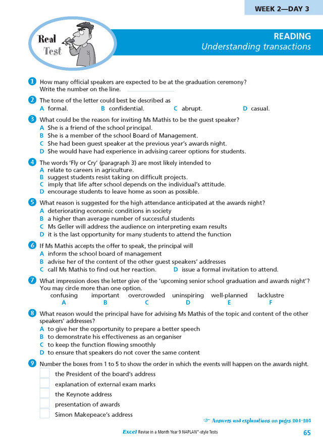 Excel Revise in a Month Year 9 NAPLAN*-style Tests