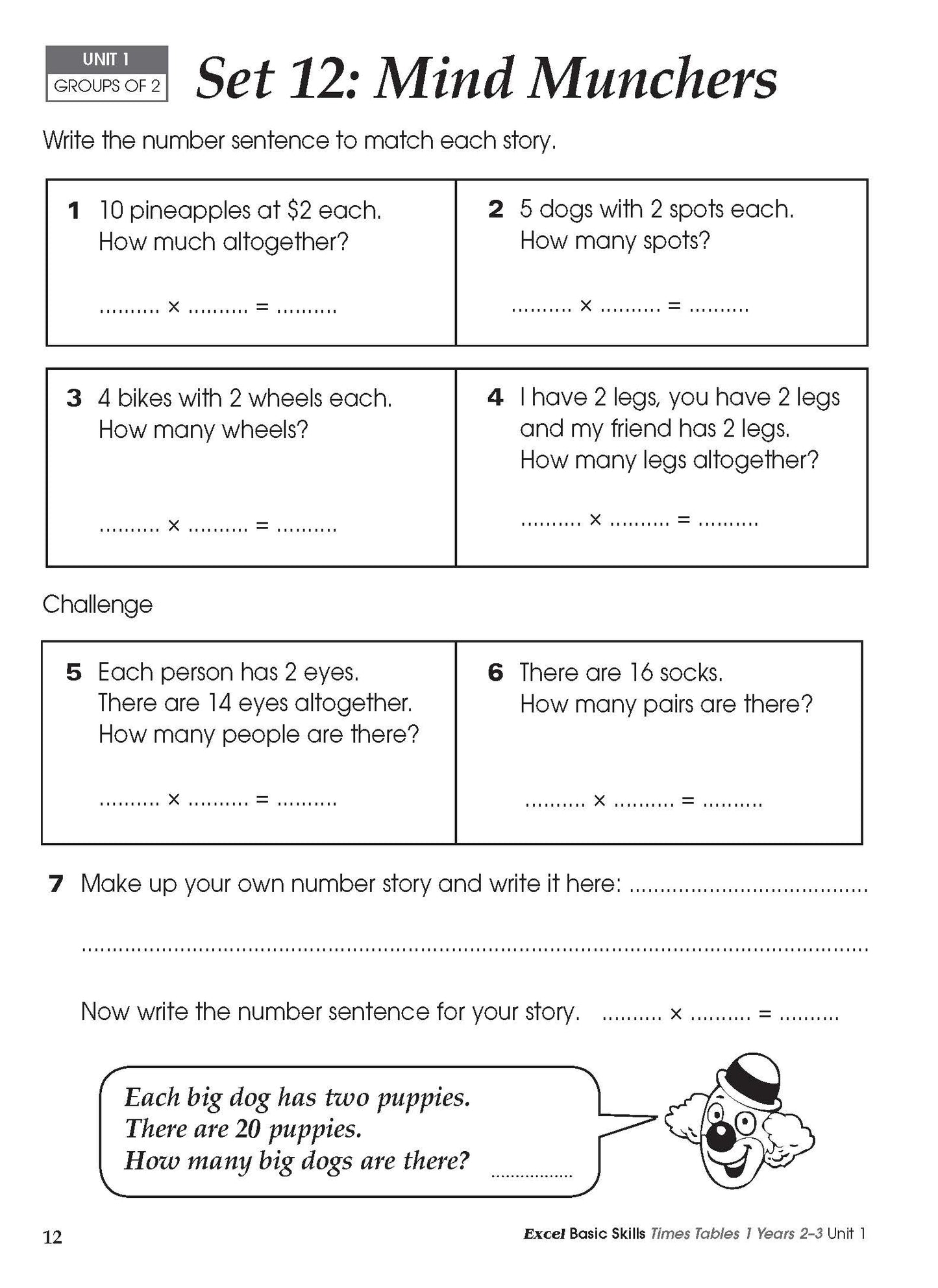 Excel Basic Skills - Times Tables 1 Years 2-3