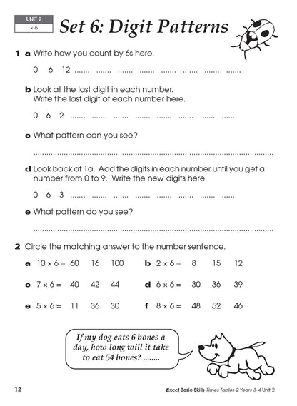 Excel Basic Skills - Times Tables 2 Years 3-4