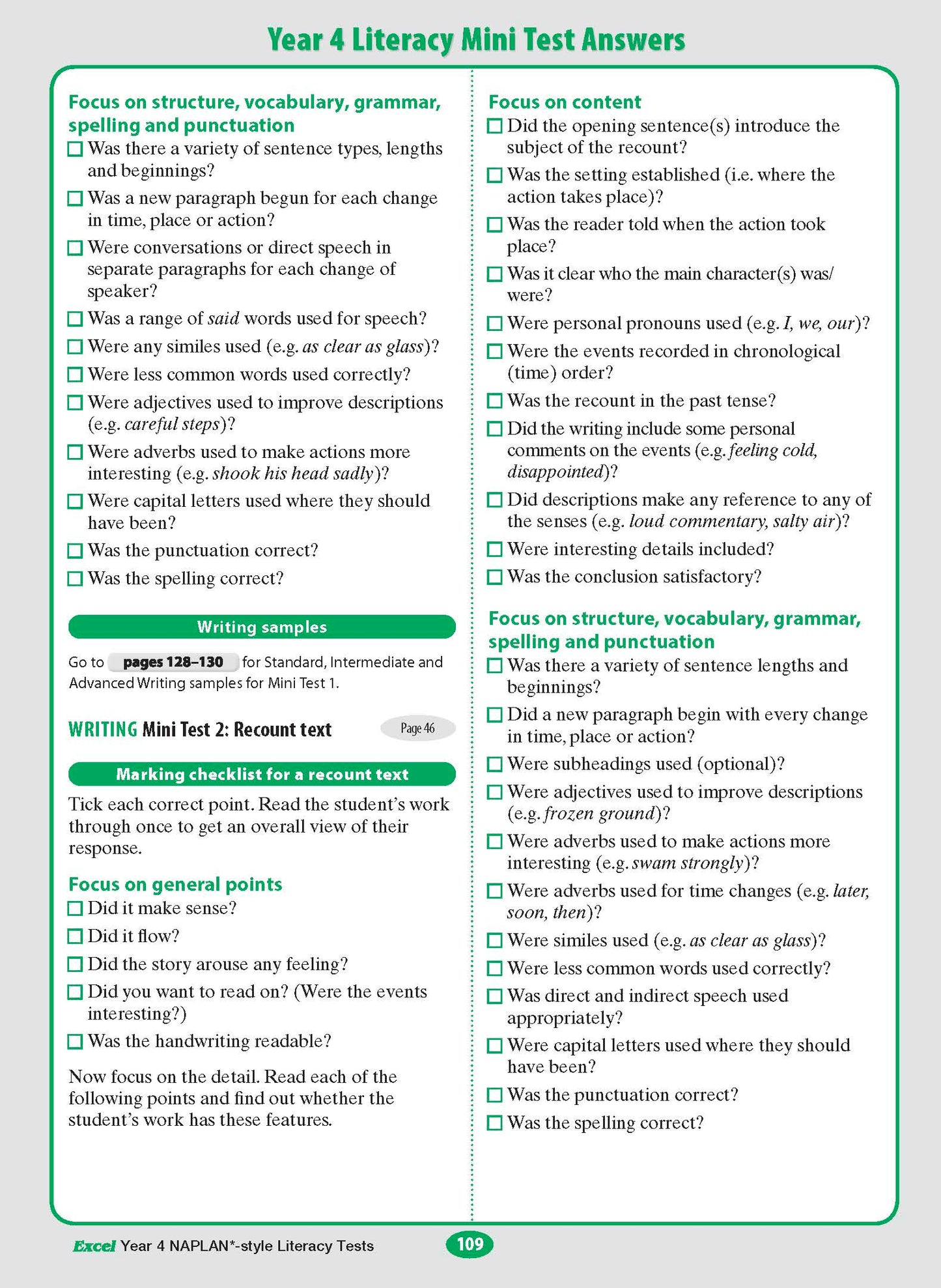 Excel Year 4 NAPLAN*-style Literacy Tests