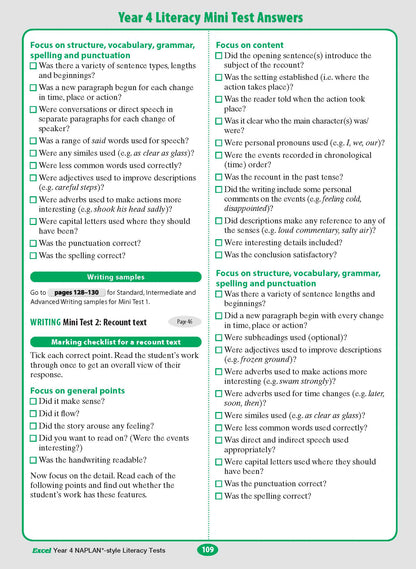 Excel Year 4 NAPLAN*-style Literacy Tests