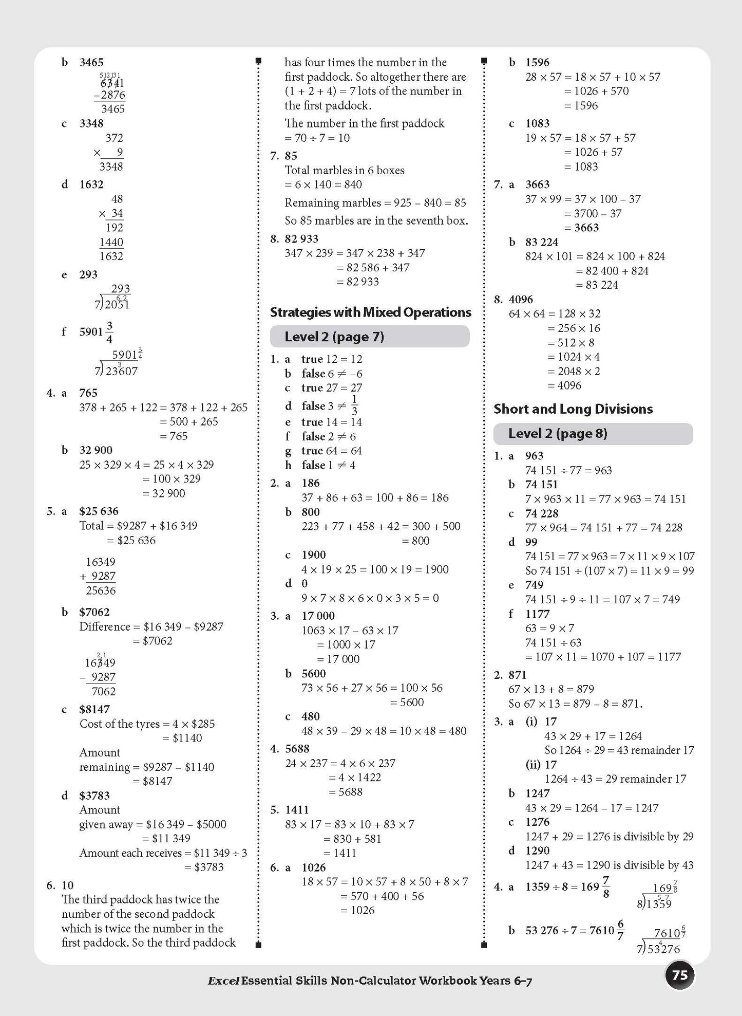 Excel Essential Skills - Non-Calculator Workbook Years 6-7